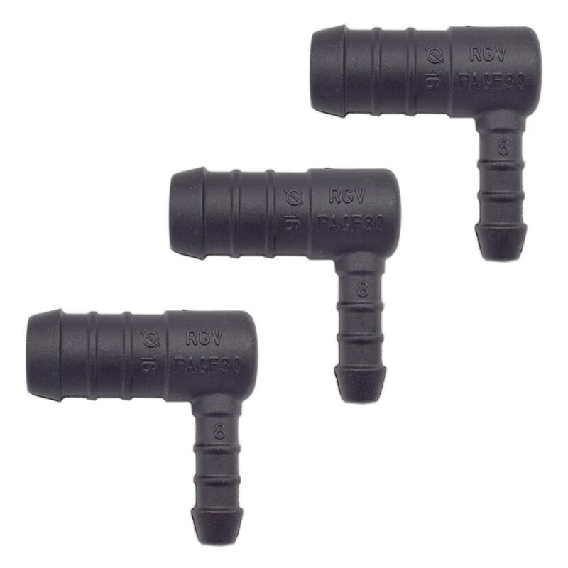 3 x YOU.S Original Schlauchverbinder Zwischenstück RGV Ø 16x8 mm 90° Winkel - L Form