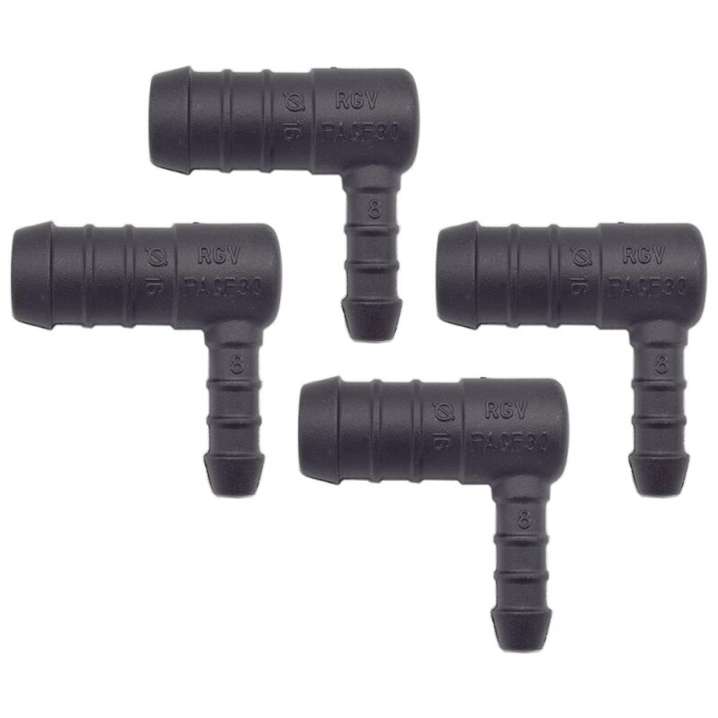 4 x YOU.S Original Schlauchverbinder Zwischenstück RGV Ø 16x8 mm 90° Winkel - L Form