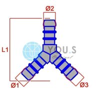 1 x YOU.S Original Schlauchverbinder Zwischenstück RGV Ø 10x10x10 mm - Y Form