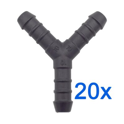 20 x YOU.S Original Schlauchverbinder Zwischenstück RGV Ø 10x10x10 mm - Y Form