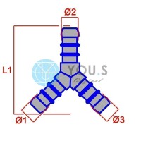 5 x YOU.S Original Schlauchverbinder Zwischenstück RGV Ø 8x8x8 mm - Y Form
