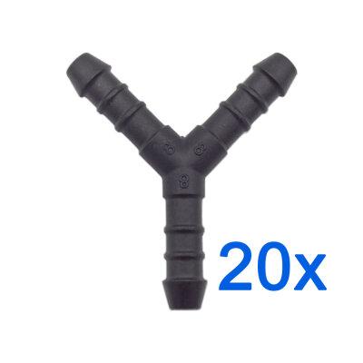 20 x YOU.S Original Schlauchverbinder Zwischenstück RGV Ø 8x8x8 mm - Y Form