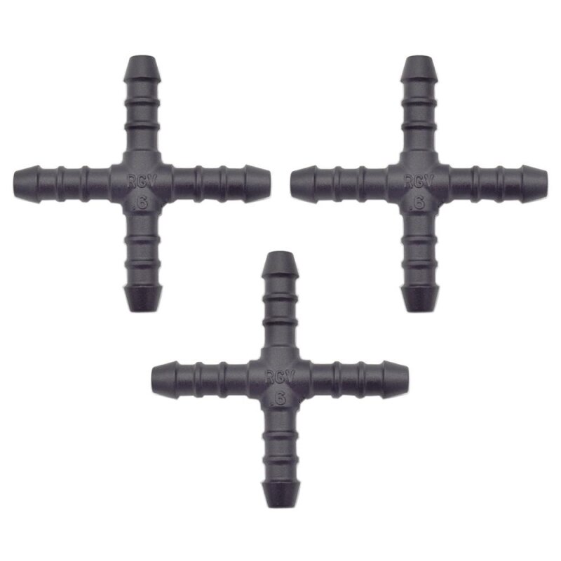 3 x YOU.S Original Schlauchverbinder Zwischenstück RGV Ø 6x6x6x6 mm - X Form