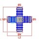 10 x YOU.S Original Schlauchverbinder Zwischenstück RGV Ø 6x6x6x6 mm - X Form