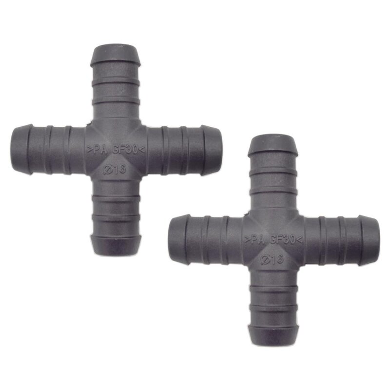 2 x YOU.S Original Schlauchverbinder Zwischenstück RGV Ø 16x16x16x16 mm - X Form