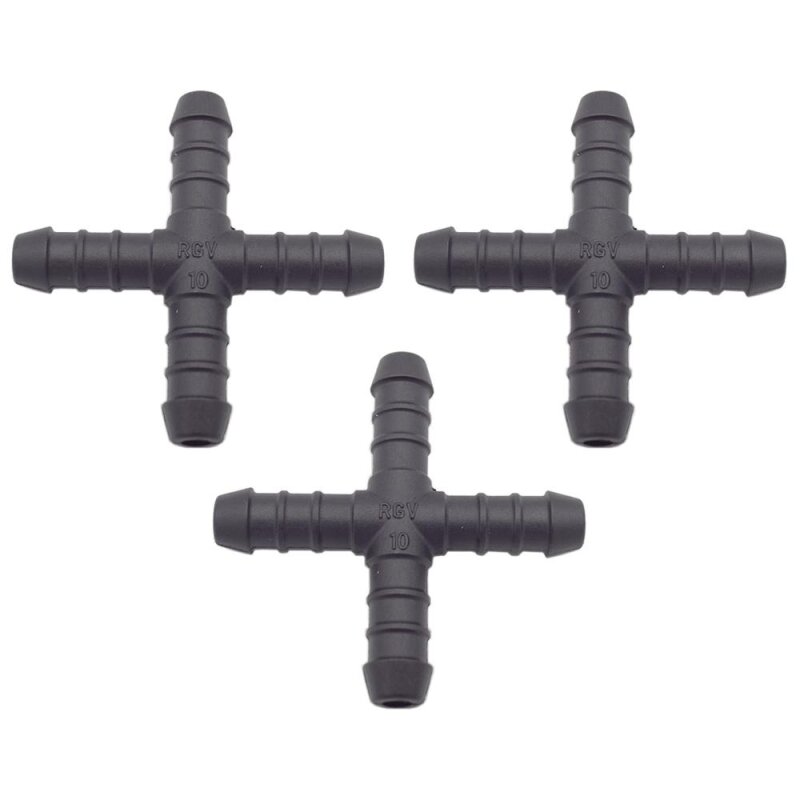 3 x YOU.S Original Schlauchverbinder Zwischenstück RGV Ø 10x10x10x10 mm - X Form