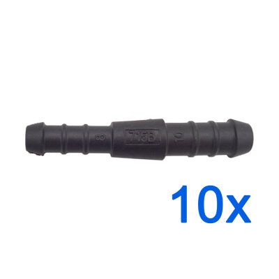 10 x YOU.S Original Schlauchverbinder Leitung Zwischenstück Ø 10x8 mm - Gerade Form