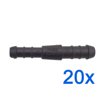20 x YOU.S Original Schlauchverbinder Leitung Zwischenstück Ø 10x8 mm - Gerade Form