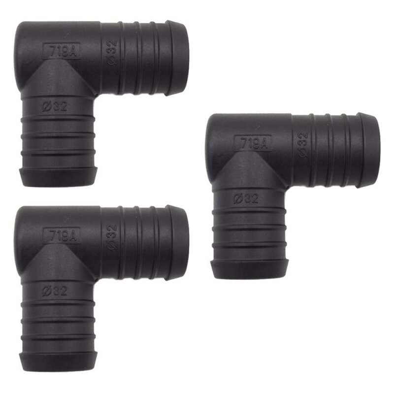 3 x YOU.S Original Schlauchverbinder Zwischenstück RGV Ø 32x32 mm 90° Winkel - L Form