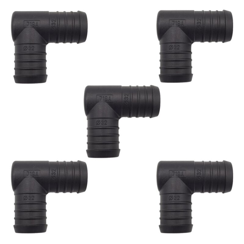 5 x YOU.S Original Schlauchverbinder Zwischenstück RGV Ø 32x32 mm 90° Winkel - L Form
