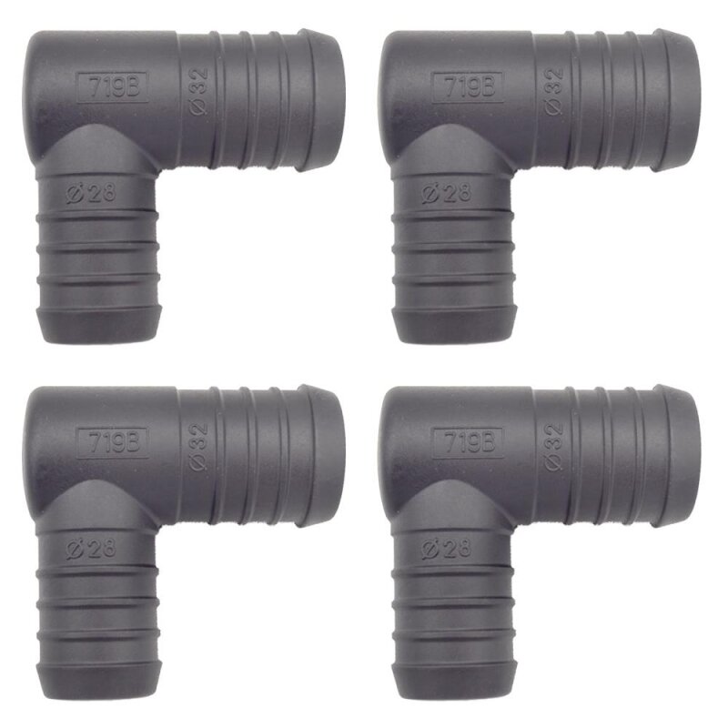 4 x YOU.S Original Schlauchverbinder Zwischenstück RGV Ø 32x28 mm 90° Winkel - L Form