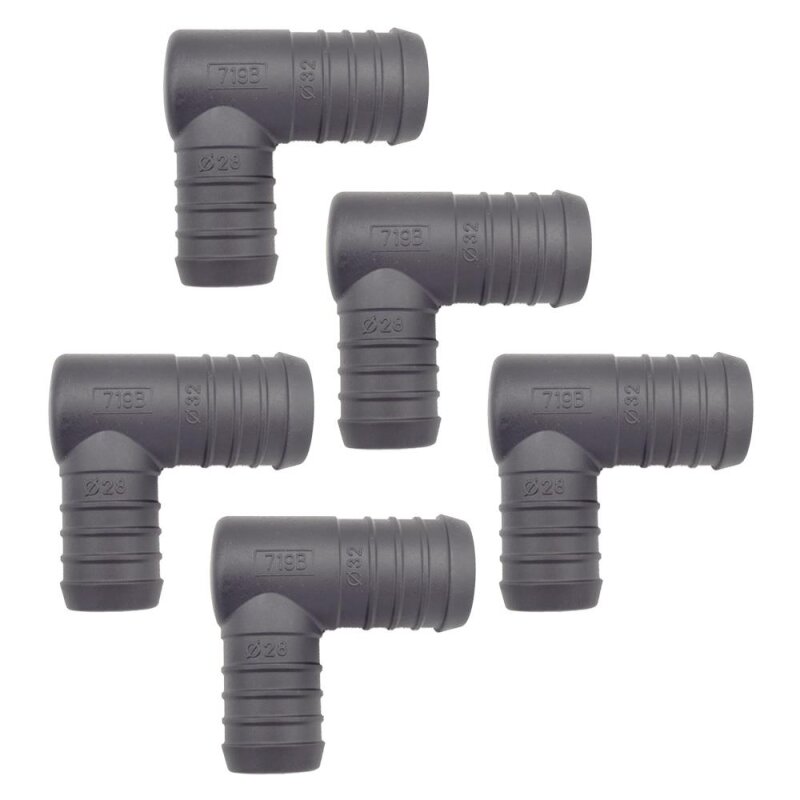 5 x YOU.S Original Schlauchverbinder Zwischenstück RGV Ø 32x28 mm 90° Winkel - L Form