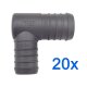 20 x YOU.S Original Schlauchverbinder Zwischenstück RGV Ø 32x28 mm 90° Winkel - L Form