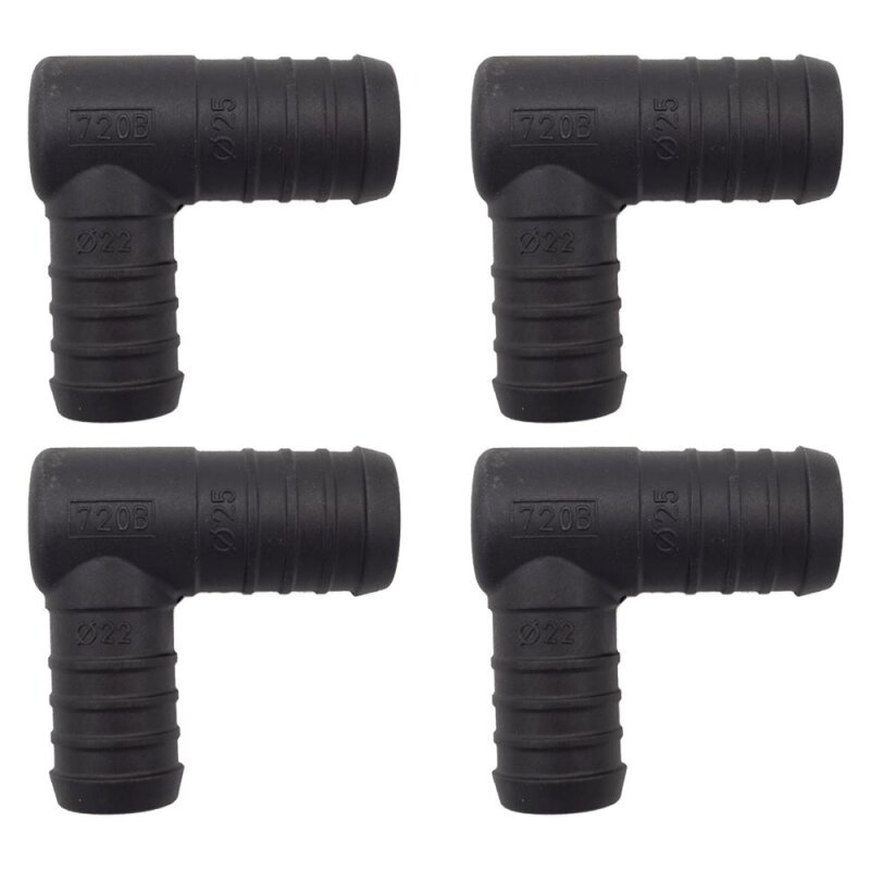 4 x YOU.S Original Schlauchverbinder Zwischenstück RGV Ø 25x22 mm 90° Winkel - L Form