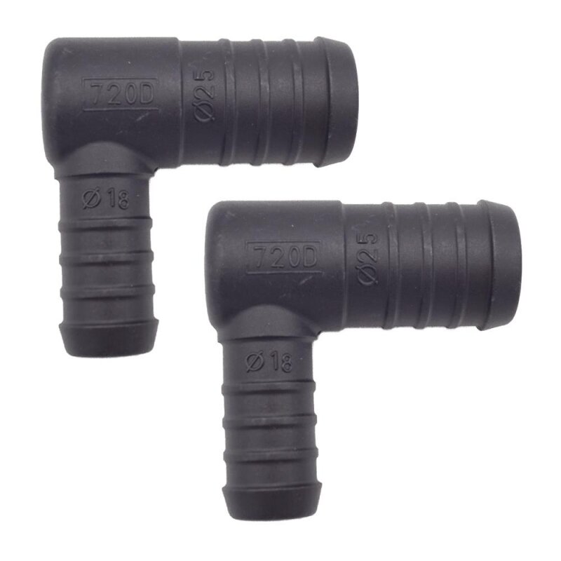 2 x YOU.S Original Schlauchverbinder Zwischenstück RGV Ø 25x18 mm 90° Winkel - L Form