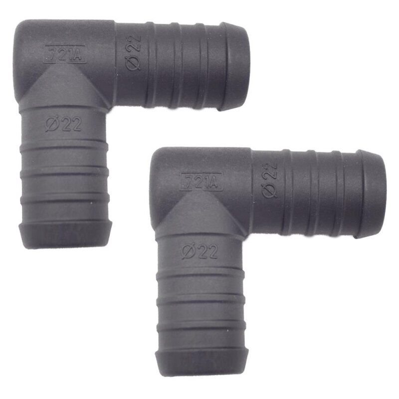 2 x YOU.S Original Schlauchverbinder Zwischenstück RGV Ø 22x22 mm 90° Winkel - L Form