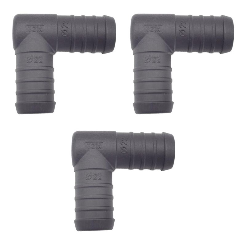 3 x YOU.S Original Schlauchverbinder Zwischenstück RGV Ø 22x22 mm 90° Winkel - L Form