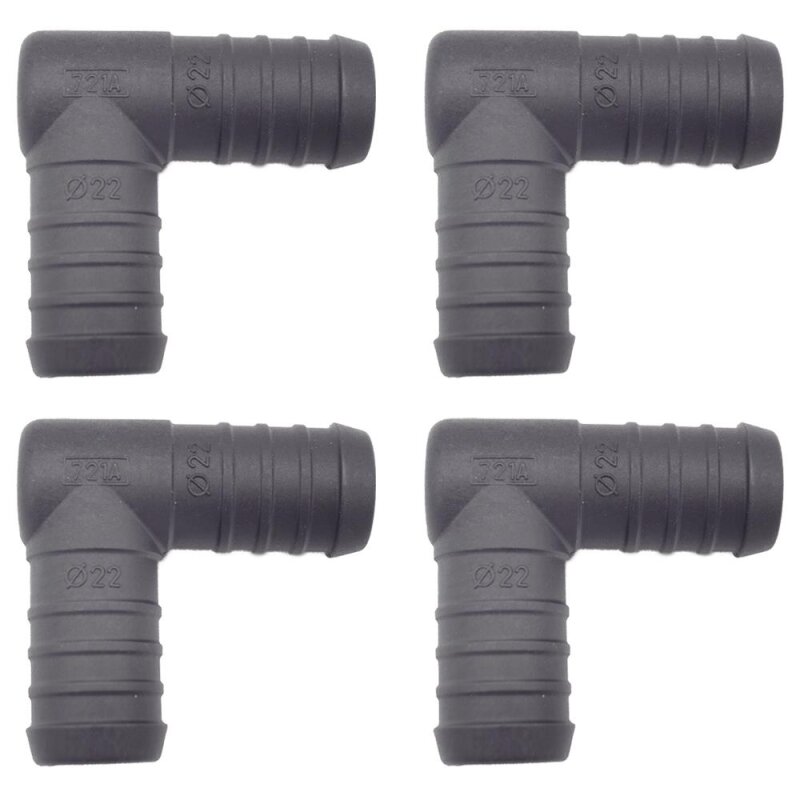 4 x YOU.S Original Schlauchverbinder Zwischenstück RGV Ø 22x22 mm 90° Winkel - L Form