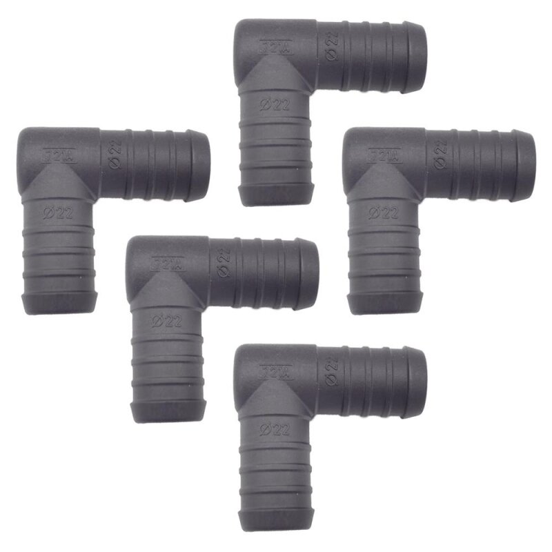5 x YOU.S Original Schlauchverbinder Zwischenstück RGV Ø 22x22 mm 90° Winkel - L Form