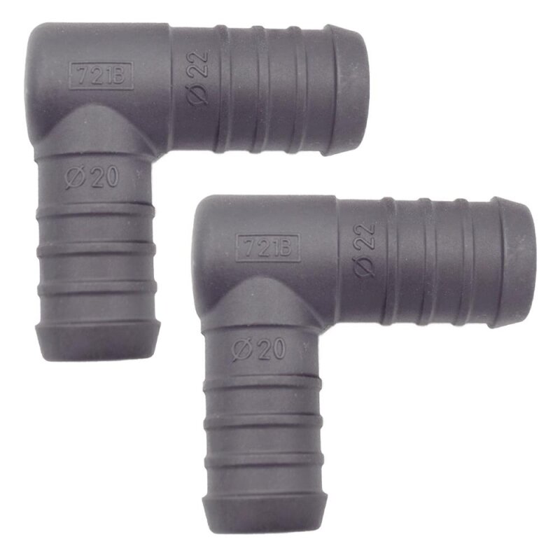 2 x YOU.S Original Schlauchverbinder Zwischenstück RGV Ø 22x20 mm 90° Winkel - L Form