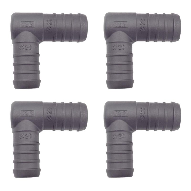 4 x YOU.S Original Schlauchverbinder Zwischenstück RGV Ø 22x20 mm 90° Winkel - L Form