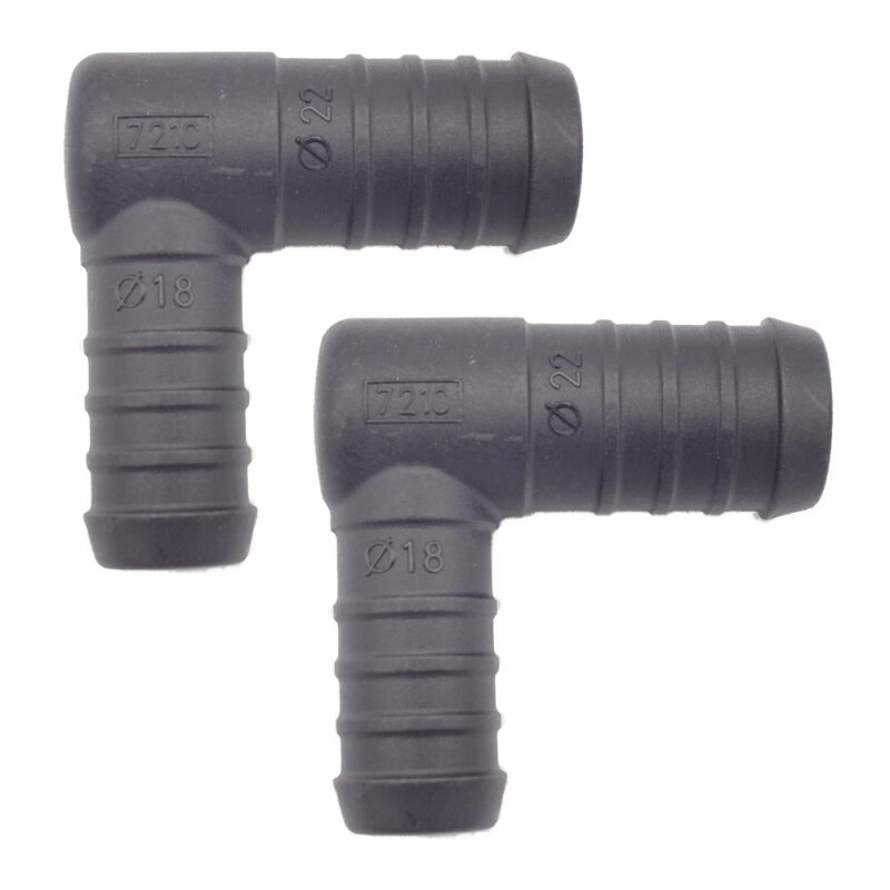 2 x YOU.S Original Schlauchverbinder Zwischenstück RGV Ø 22x18 mm 90° Winkel - L Form