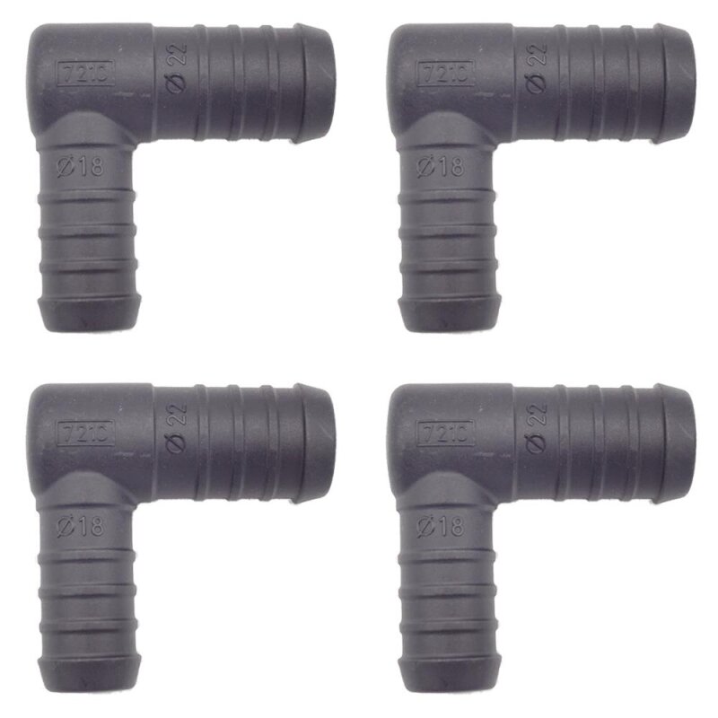 4 x YOU.S Original Schlauchverbinder Zwischenstück RGV Ø 22x18 mm 90° Winkel - L Form