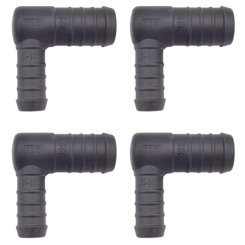 4 x YOU.S Original Schlauchverbinder Zwischenstück RGV Ø 22x16 mm 90° Winkel - L Form