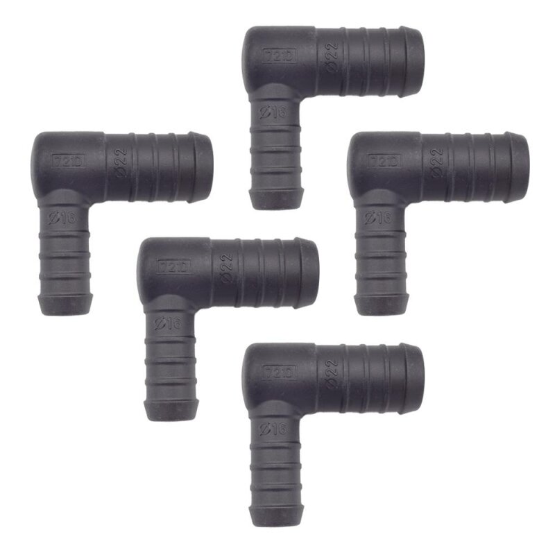 5 x YOU.S Original Schlauchverbinder Zwischenstück RGV Ø 22x16 mm 90° Winkel - L Form