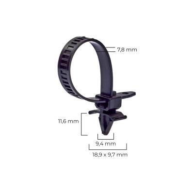 40 x YOU.S Original Kabelbinder Schlauchbefestigung Kabelstrang Clips Universal 140mm 9x6,5mm