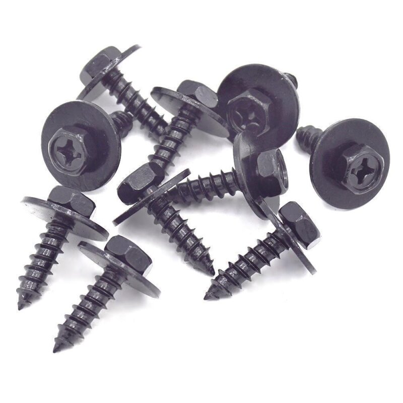 40 x YOU.S Original Metallschraube mit Beilagscheibe Befestigung Sechskant Schraube 6 x 22 mm Universal schwarz