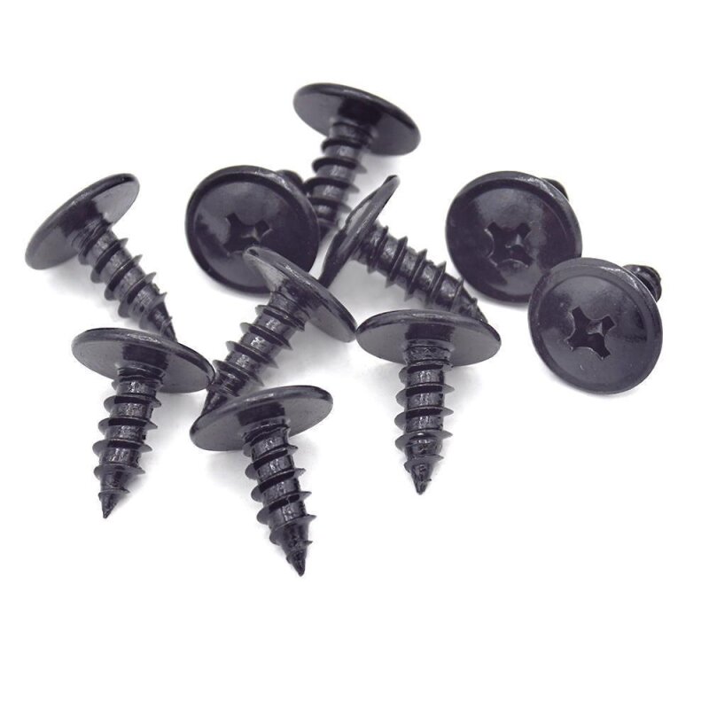 10 x YOU.S Original Schrauben Rundkopf Linsenkopfschrauben Befestigung Metall 6 x 17 mm schwarz kompatibel mit Hyundai kompatibel mit Toyota