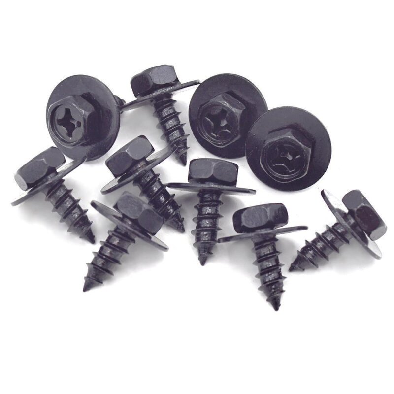 10 x YOU.S Original Metallschraube mit Beilagscheibe Befestigung Sechskant Schraube 6 x 16 mm Universal schwarz