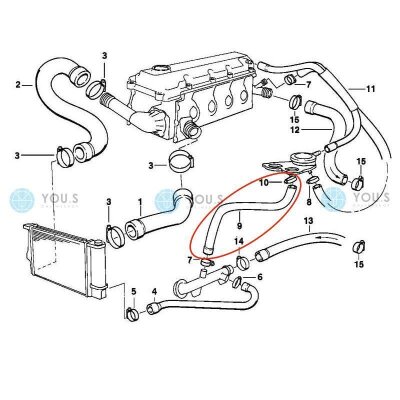 YOU.S Original Kühlwasserschlauch Kühlerschlauch für BMW 3er - 11531247398