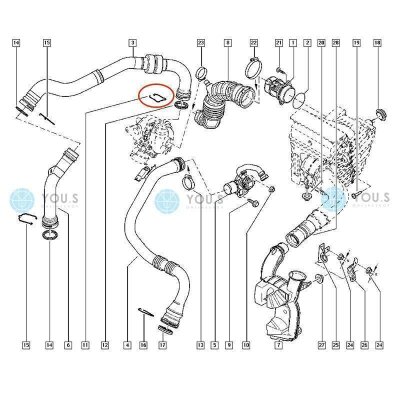 1 x YOU.S Original Sicherungsfeder Ladeluftschlauch für RENAULT - 7701070789