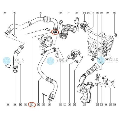 1 x YOU.S Original Formdichtung Ladeluftschlauch für RENAULT - 7701070788