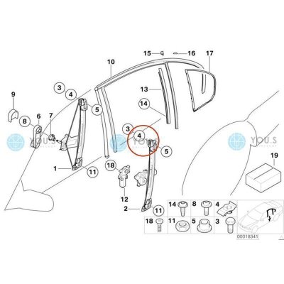 3 x YOU.S Original Fensterheber Reparaturclips Clip kompatibel mit BMW 3er (E46) X5 (E53)