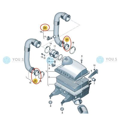 1 x YOU.S Original Formdichtung Turbo- / Ladeluftschlauch kompatibel mit VW kompatibel mit Crafter 2.5 TDI
