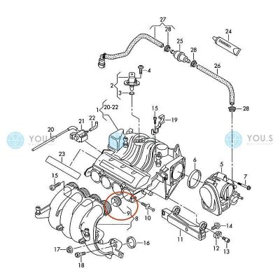 4 x YOU.S Dichtungen Ansaugkrümmergehäuse für AUDI SEAT SKODA VW - 06A133227B