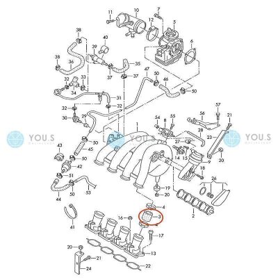 4 x YOU.S Original Formdichtung Ansaugstutzen kompatibel mit AUDI kompatibel mit SKODA kompatibel mit VW - 058133299