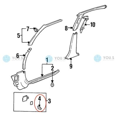 50 x YOU.S Original Spreiznieten Zierleisten für TOYOTA / LEXUS - 90467-09139