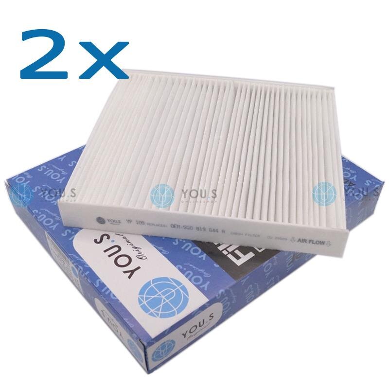 2x YOU.S Innenraumfilter Pollenfilter kompatibel mit AUDI SEAT SKODA VW TDI TSI GTI GTD FSI