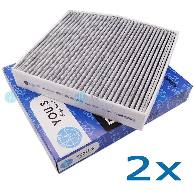 2x YOU.S Aktivkohlefilter kompatibel mit INFINITI 1.5 1.6 2.0 2.2 D T MERCEDES CDI d AMG