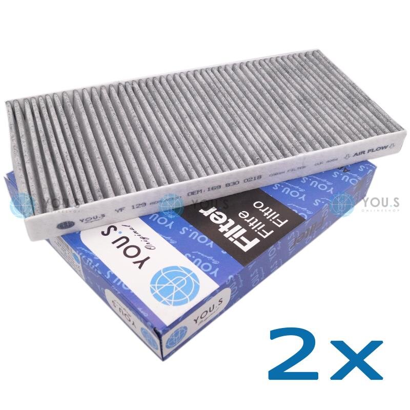 2x YOU.S Innenraum Aktivkohlefilter kompatibel mit MERCEDES-BENZ A-KLASSE (W169) B-KLASSE (W245)