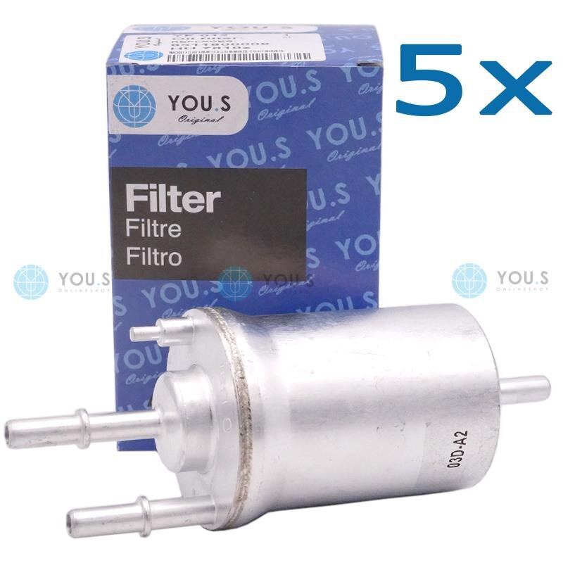 5x YOU.S Kraftstofffilter Benzinfilter kompatibel mit AUDI SEAT SKODA VW TFSI FSI TTS LPG TSI