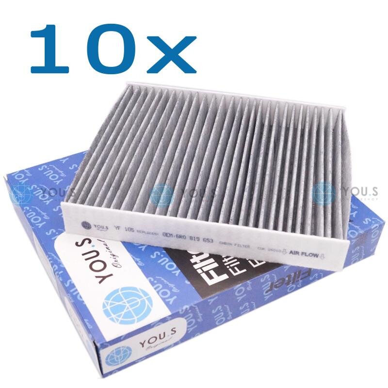 10x YOU.S Innenraum Aktivkohlefilter kompatibel mit AUDI SEAT SKODA VW 1.0 1.2 1.4 1.6 1.8 2.0