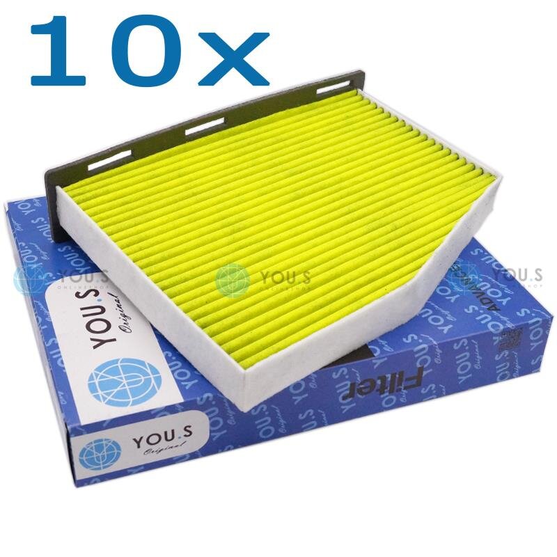 10x YOU.S Aktivkohlefilter Antibakteriell kompatibel mit AUDI SEAT SKODA VW TDI TSI FSI TFSI GTI
