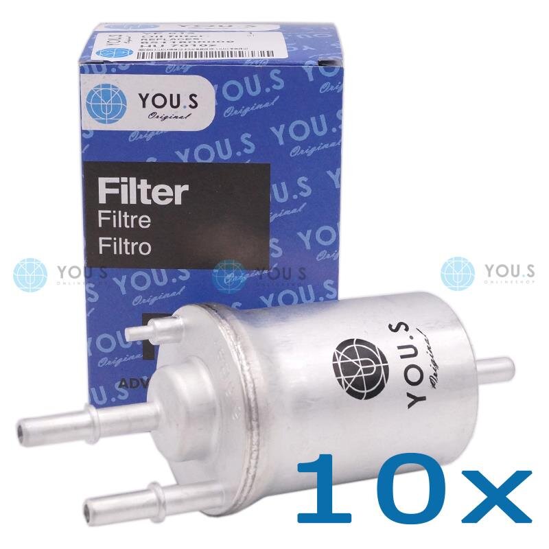 10x YOU.S Kraftstofffilter Benzinfilter kompatibel mit AUDI SEAT SKODA VW TSI TFSI FSI TTS LPG