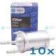 10x YOU.S Kraftstofffilter Benzinfilter kompatibel mit AUDI SEAT SKODA VW TFSI FSI TTS LPG TSI