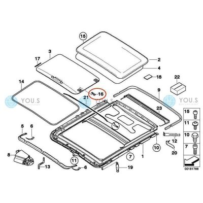 4 x YOU.S Original Schiebedach Reparatur Gleitstücke Clips für BMW - 54137134516